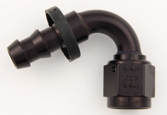 4an 120-Deg Push-On Hose End  Black
