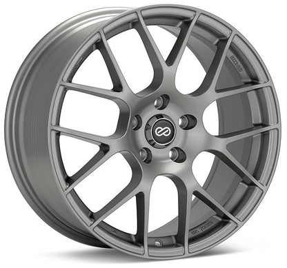 Enkei Raijin 19x8 32mm Offset 5x120 Bolt Pattern 72.6 Hub Bore Titanium Gray Wheel *Min Qty 60*