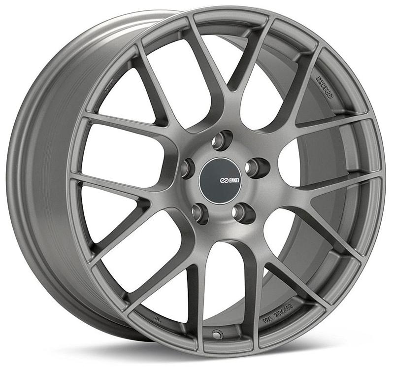 Enkei Raijin 19x8 32mm Offset 5x120 Bolt Pattern 72.6 Hub Bore Titanium Gray Wheel *Min Qty 60*